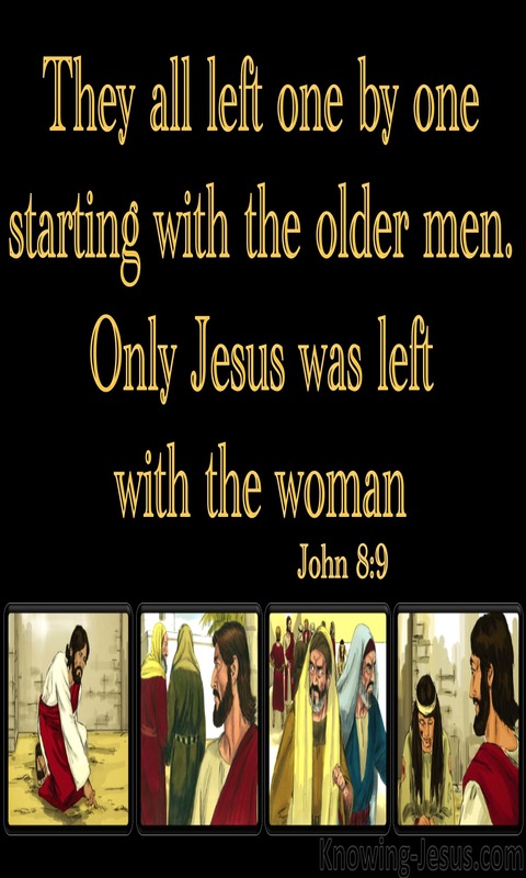 John 8:9 Only Jesus Was Left With The Woman (black)